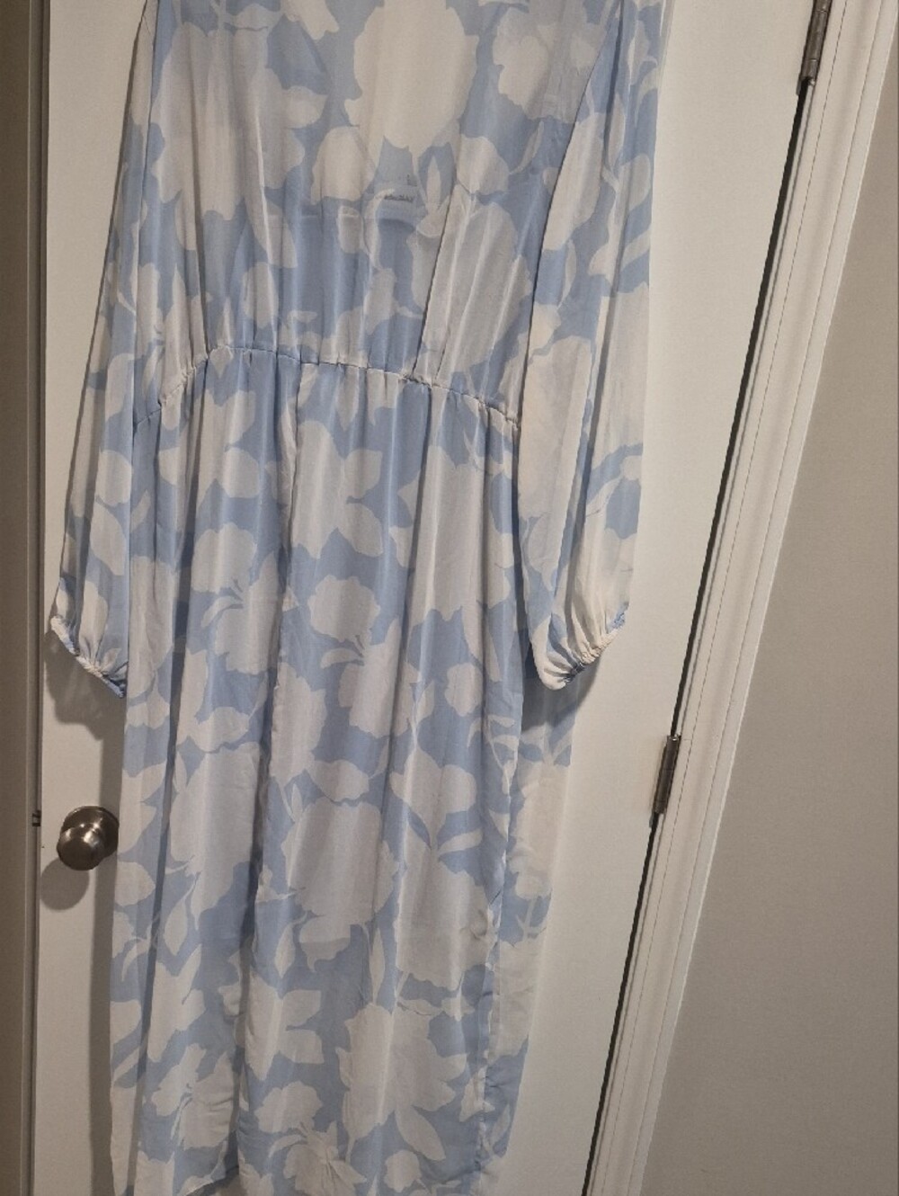 Ava & Viv Pale Blue and White Floral Sheer Maxi Dress - Picture 2 of 2